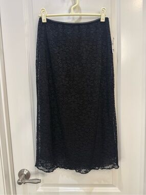 RSQ Black Floral Lace Midi Skirt NWT